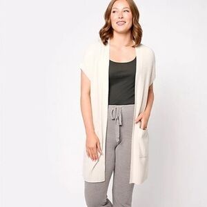 Barefoot dreams Cozy White Open-Front Cardigan
